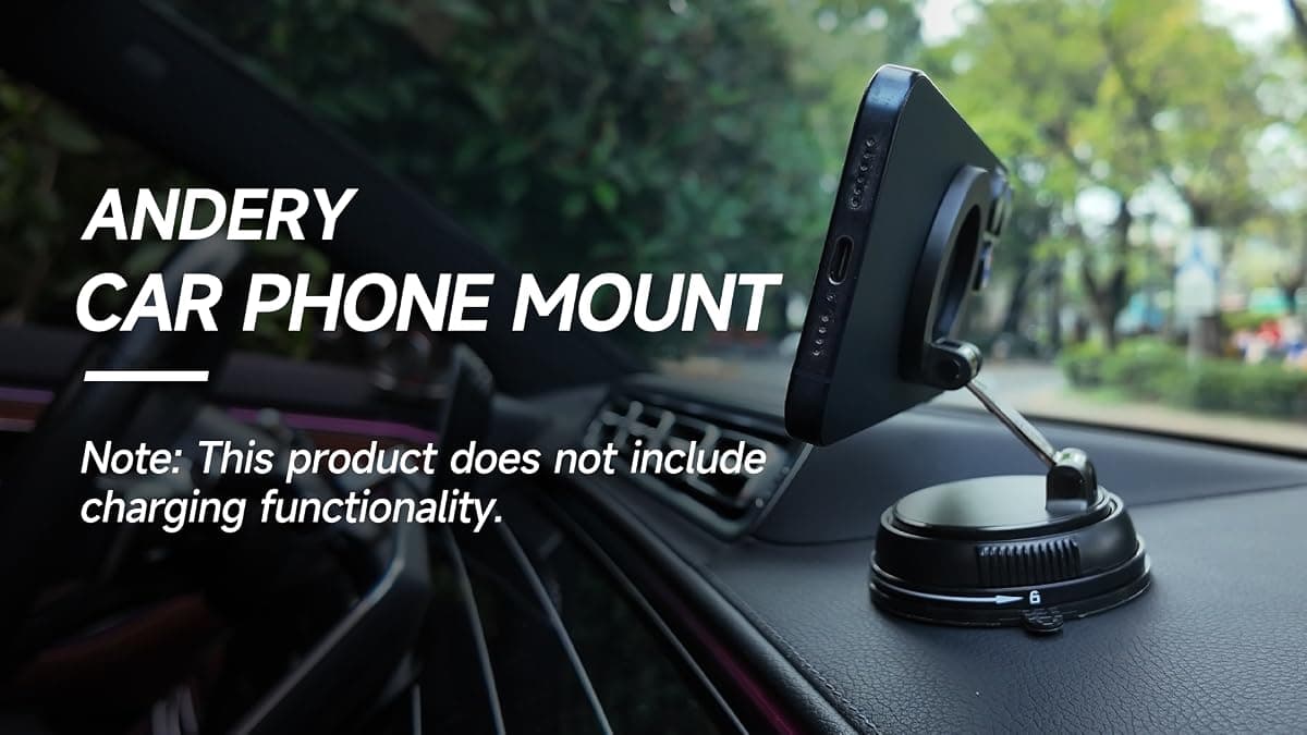 MagSafe Car Phone Mount, 360° Adjustable Magnetic Holder with Strong Suction Cup for iPhone