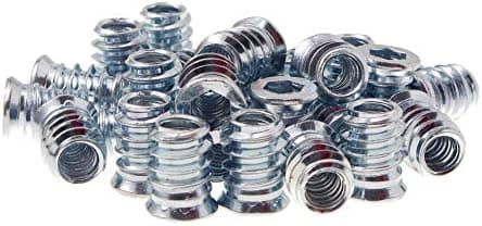 1/4"-20 Hex-Drive Threaded Inserts for Wood, 40-Pack with Hex Key