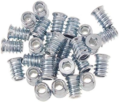1/4"-20 Hex-Drive Threaded Inserts for Wood, 40-Pack with Hex Key