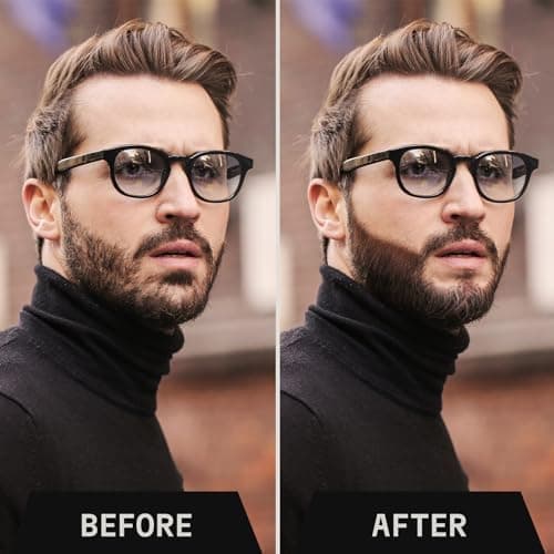Beard Filler Pen and Bristle Brush Kit for Men, Jet Black, Waterproof - 2-Pack