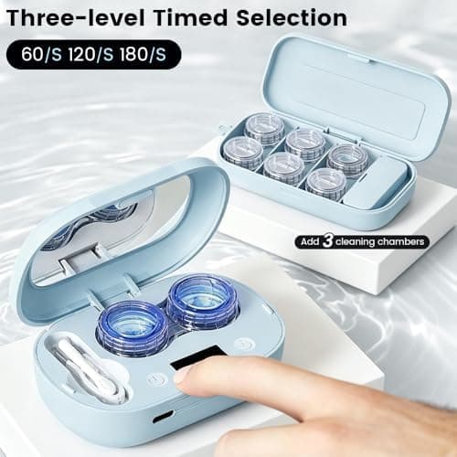 Portable Ultrasonic Contact Lens Cleaner with USB Charging and Storage Cases