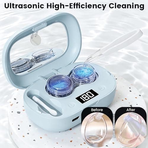 Portable Ultrasonic Contact Lens Cleaner with USB Charging and Storage Cases