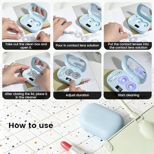 Portable Ultrasonic Contact Lens Cleaner with USB Charging and Storage Cases