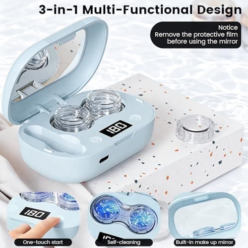 Portable Ultrasonic Contact Lens Cleaner with USB Charging and Storage Cases