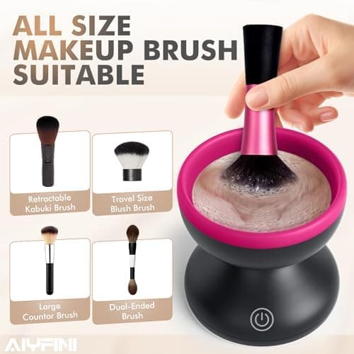 Electric Makeup Brush Cleaner Machine, Fast Spinning Washer for All Brush Sizes and Sponges