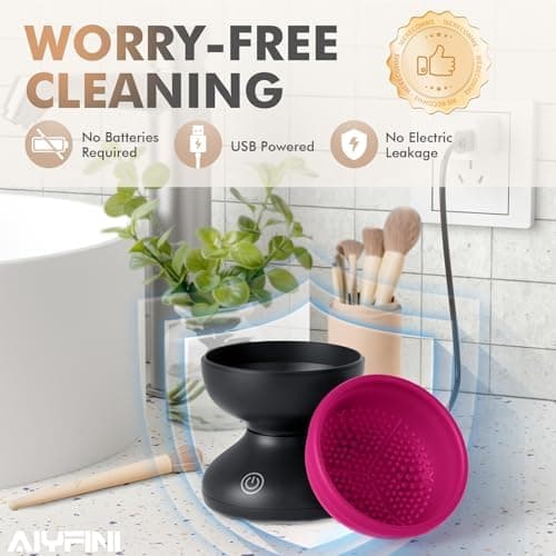 Electric Makeup Brush Cleaner Machine, Fast Spinning Washer for All Brush Sizes and Sponges