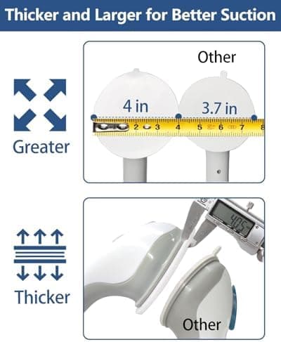 Suction Cup Shower Grab Bar for Seniors, Heavy-Duty Bathroom Safety Handle, No Drilling - 2-Pack