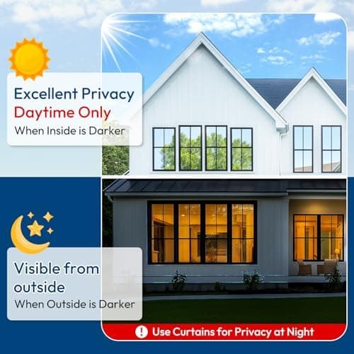 One-Way Privacy Window Film, Reflective Heat & UV Control Tint, 17.5" x 78.7"