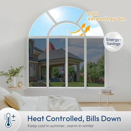 One-Way Privacy Window Film, Reflective Heat & UV Control Tint, 17.5" x 78.7"