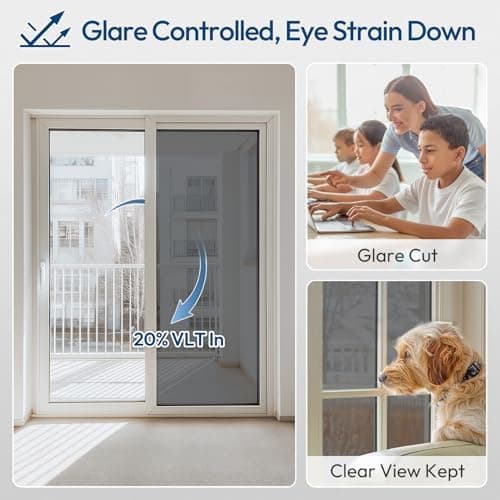 One-Way Privacy Window Film, Reflective Heat & UV Control Tint, 17.5" x 78.7"