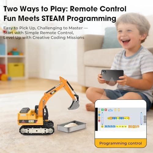 Mini RC Excavator Toy, 1:64 Die-Cast Alloy Construction Vehicle with App & Remote Control