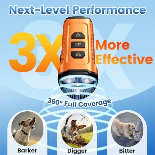 Ultrasonic Dog Bark Deterrent, Portable Anti-Barking Device, 50ft Range, 5 Modes