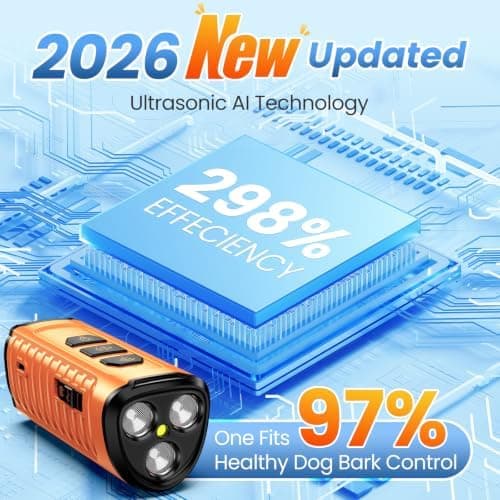 Ultrasonic Dog Bark Deterrent, Portable Anti-Barking Device, 50ft Range, 5 Modes