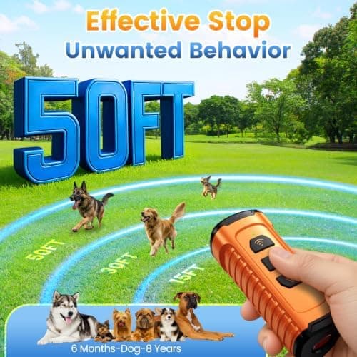 Ultrasonic Dog Bark Deterrent, Portable Anti-Barking Device, 50ft Range, 5 Modes