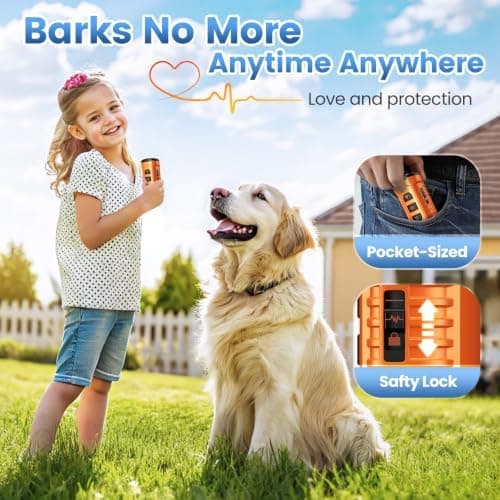 Ultrasonic Dog Bark Deterrent, Portable Anti-Barking Device, 50ft Range, 5 Modes