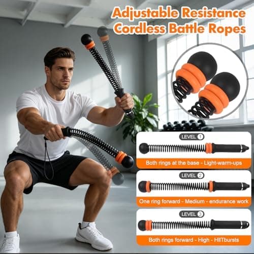 Adjustable Weighted Cordless Battle Ropes for Home Gym HIIT Workout