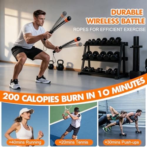 Adjustable Weighted Cordless Battle Ropes for Home Gym HIIT Workout