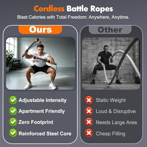 Adjustable Weighted Cordless Battle Ropes for Home Gym HIIT Workout