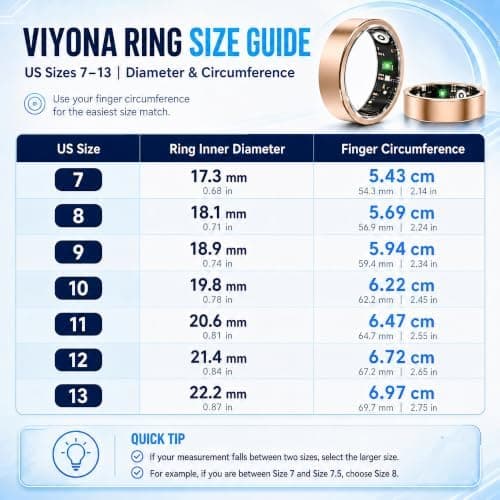 Smart Ring Fitness Tracker with Sleep, Heart Rate & SpO2, No Subscription, IP68