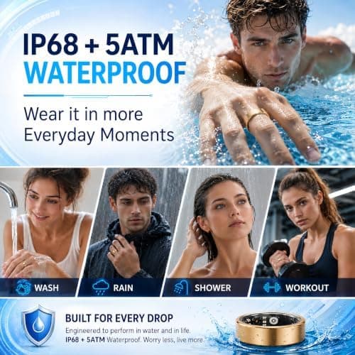 Smart Ring Fitness Tracker with Sleep, Heart Rate & SpO2, No Subscription, IP68