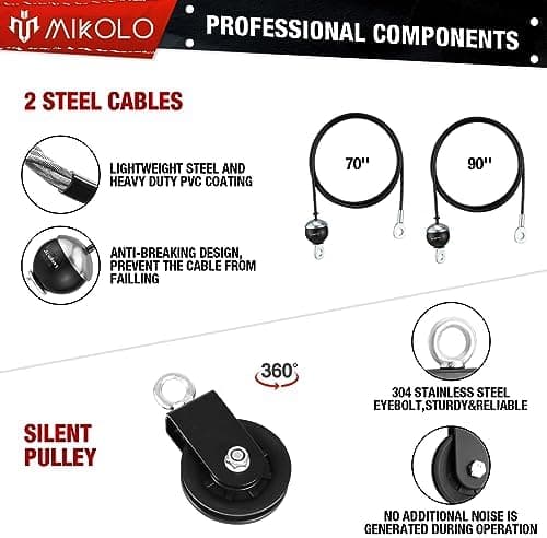 LAT & Lift Pulley System, Dual Cable Machine for Home Gym (up to 280 lb)