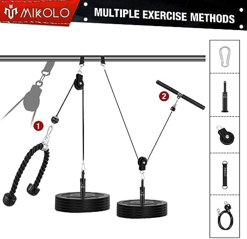 LAT & Lift Pulley System, Dual Cable Machine for Home Gym (up to 280 lb)
