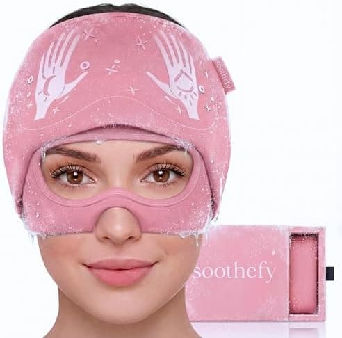 Migraine Relief Cap with Slide-Up Eye Mask, Hot & Cold Headache Therapy