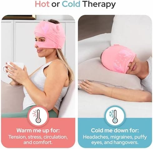 Migraine Relief Cap with Slide-Up Eye Mask, Hot & Cold Headache Therapy