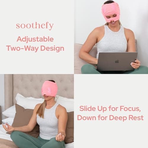 Migraine Relief Cap with Slide-Up Eye Mask, Hot & Cold Headache Therapy
