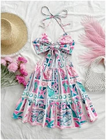 robe d’été fleurie portée en extérieur par beau temps