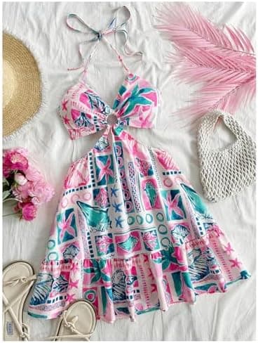floral halter sundress key features