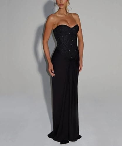 Strapless Corset Maxi Dress for Women, Mermaid Bodycon Formal Evening Gown