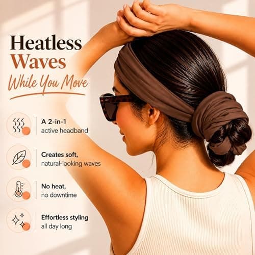 heatless curling headband in use
