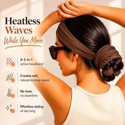 fascia per ricci senza calore indossata con i capelli avvolti