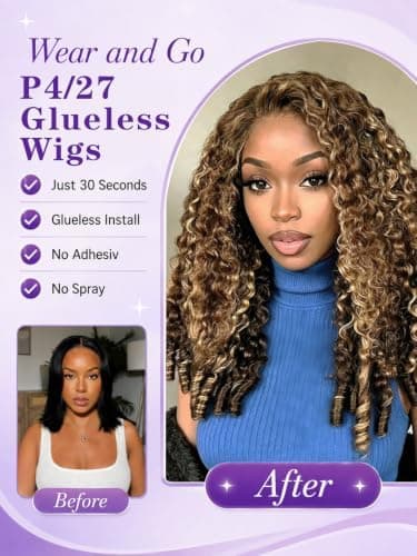 curly half wig human hair in use