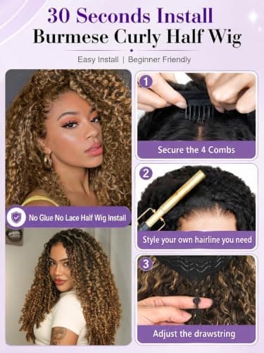 curly half wig human hair size and dimensions