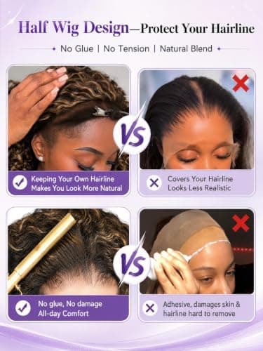 curly half wig human hair key features