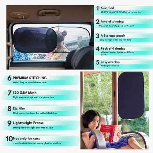 car window sun shades features
