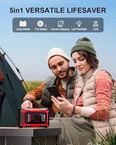 portable jump starter with air compressor detail