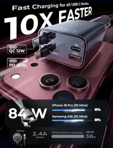 retractable car charger close-up