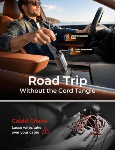 retractable car charger detail