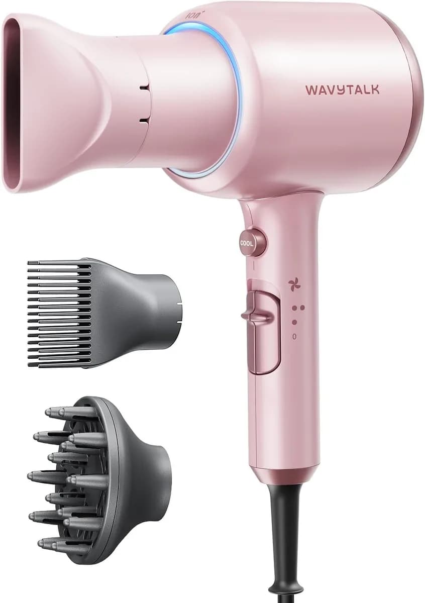 ionic hair dryer with diffuser in pink