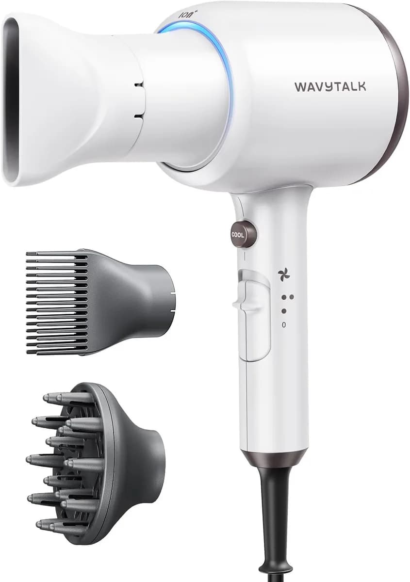 ionic hair dryer with diffuser in white