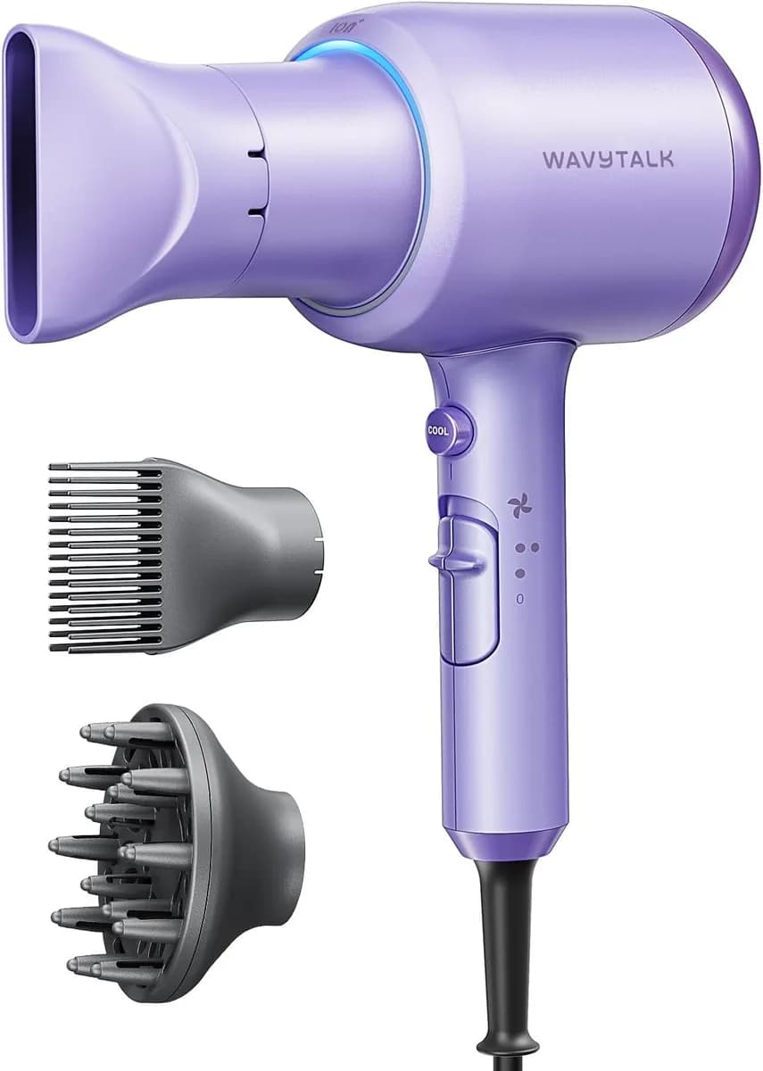 ionic hair dryer with diffuser in purple