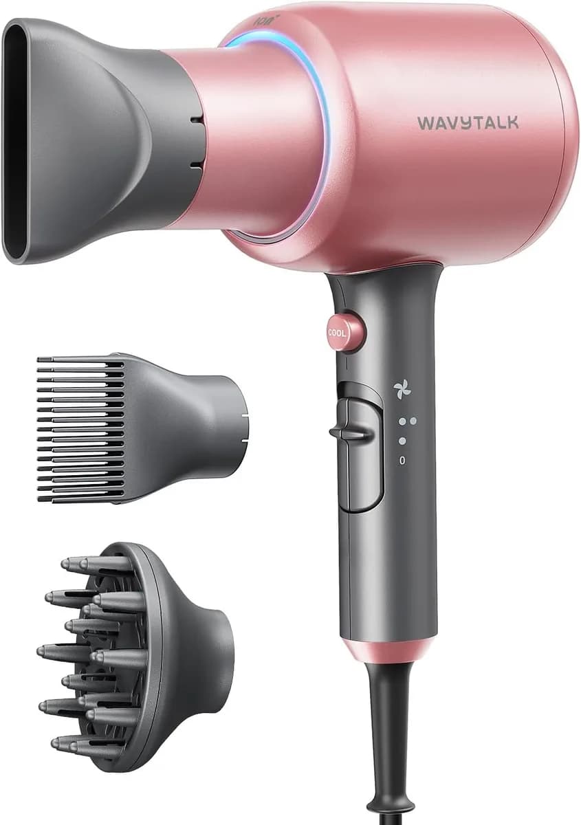 ionic hair dryer with diffuser in rose gold