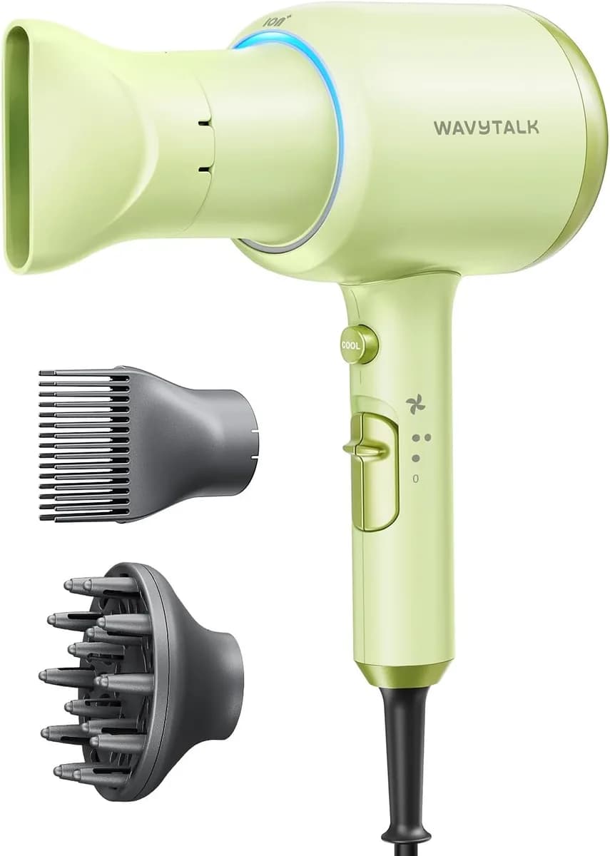 ionic hair dryer with diffuser in green