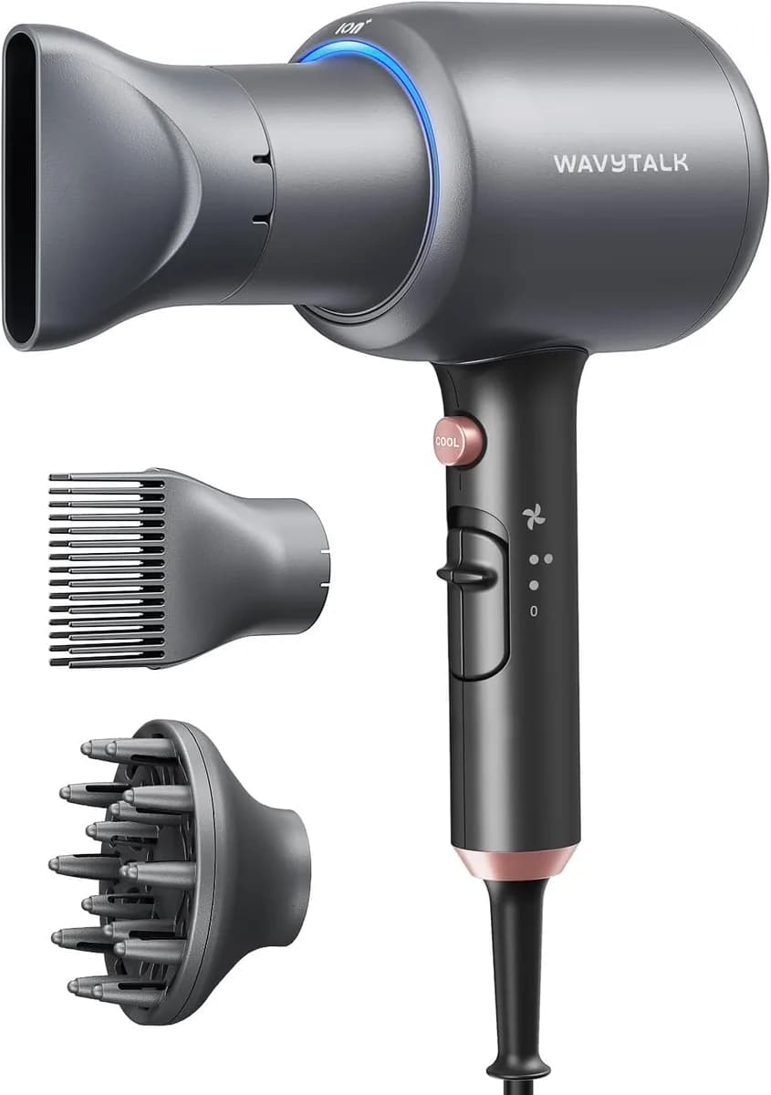 ionic hair dryer with diffuser in grey