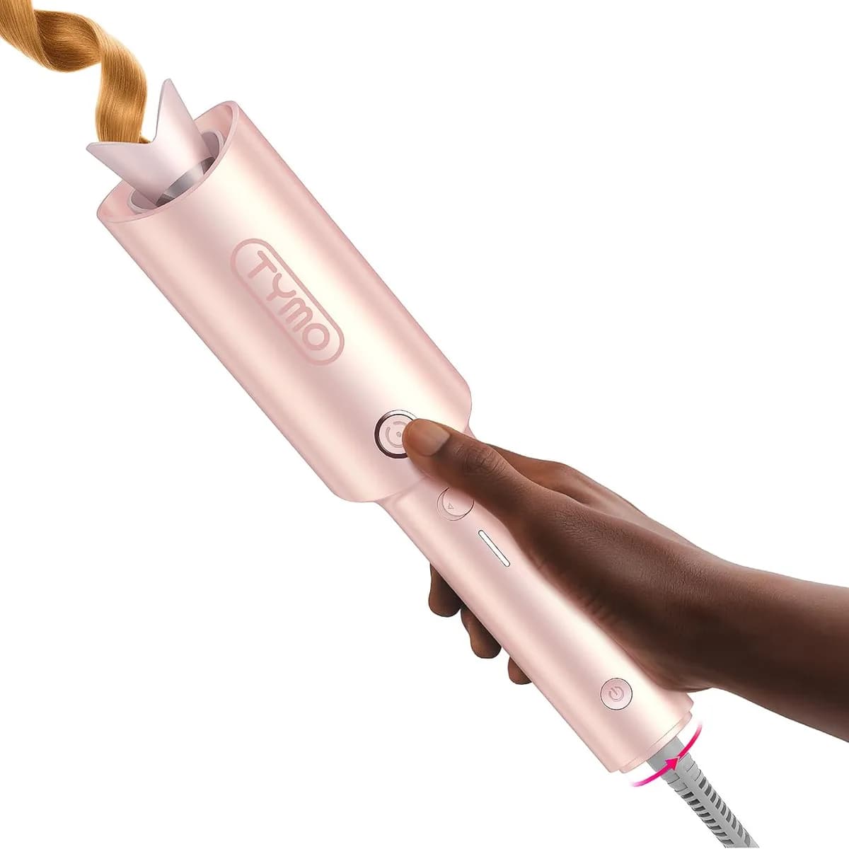 automatic rotating curling iron in rose gold