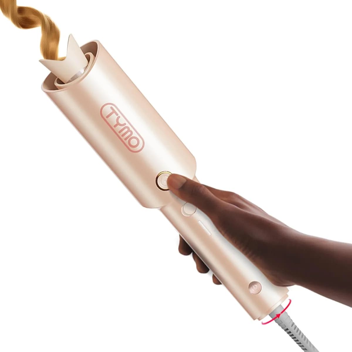 automatic rotating curling iron in peach