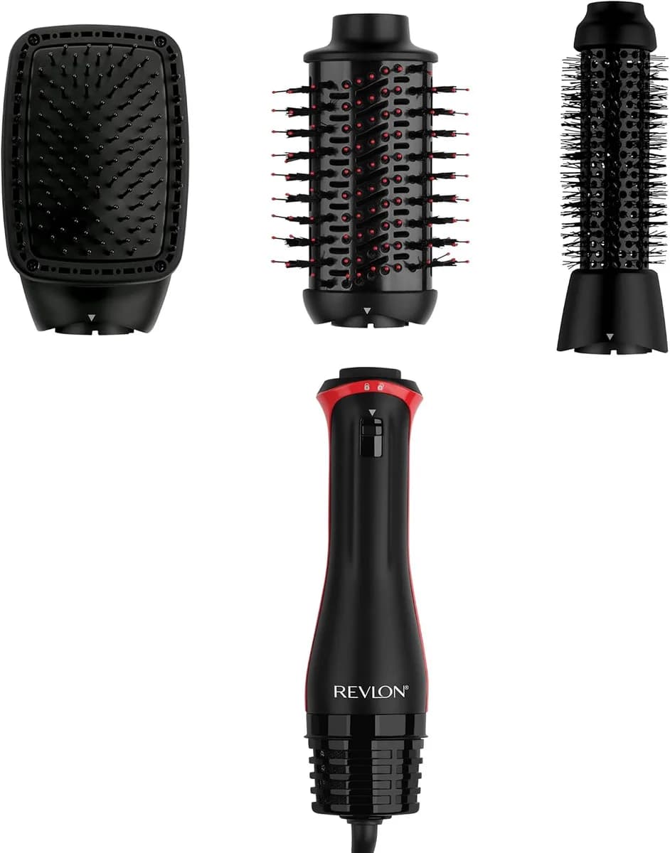 3-in-1 hair dryer brush with interchangeable styling attachments